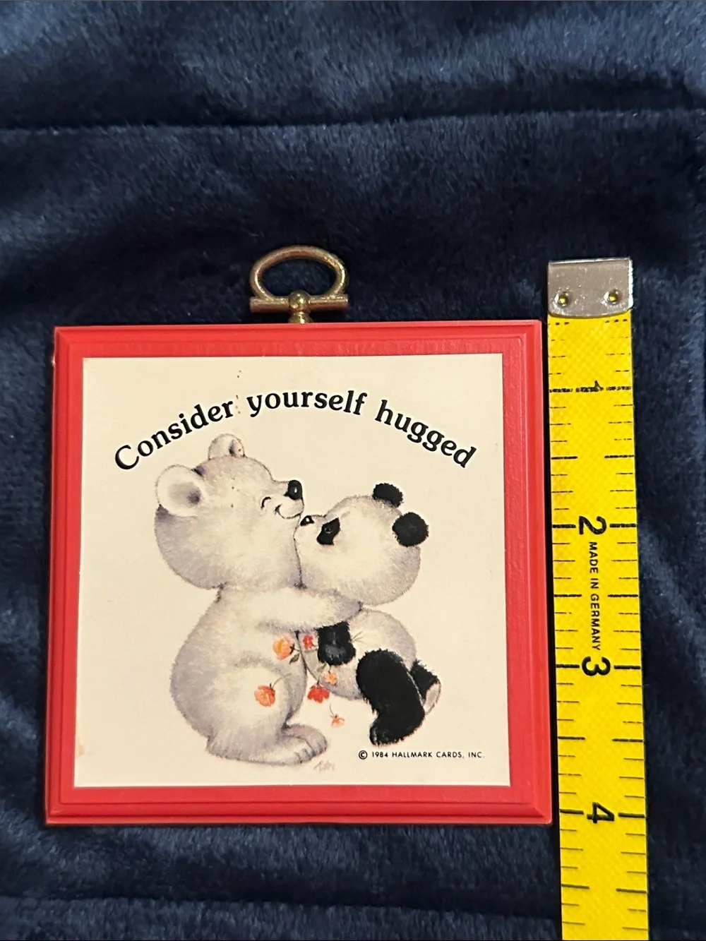 VINTAGE 1984 Hallmark Red  'Consider yourself hugged' Bear Plaque